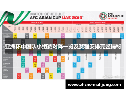 亚洲杯中国队小组赛对阵一览及赛程安排完整揭秘